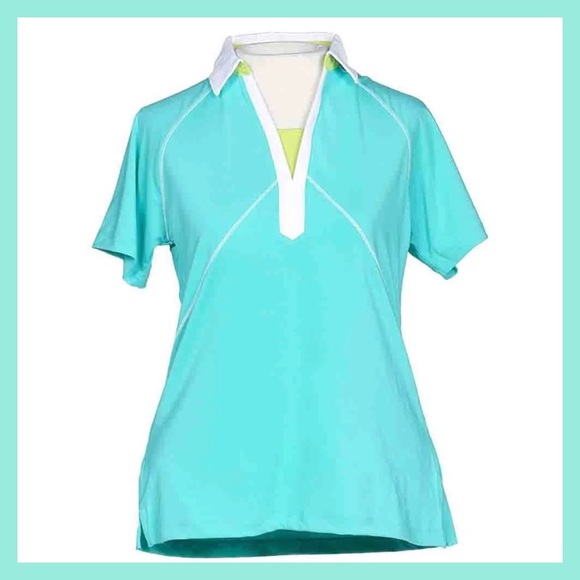 Page & Tuttle Golf Shirt Small in Aqua White Green - Picture 1 of 3
